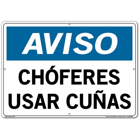 Vestil Aluminum Composite Sign, 14-1/2" Height, 20-1/2" Width, Aluminum Composite, Rectangle, Spanish SI-N-08-E-AC-130-S